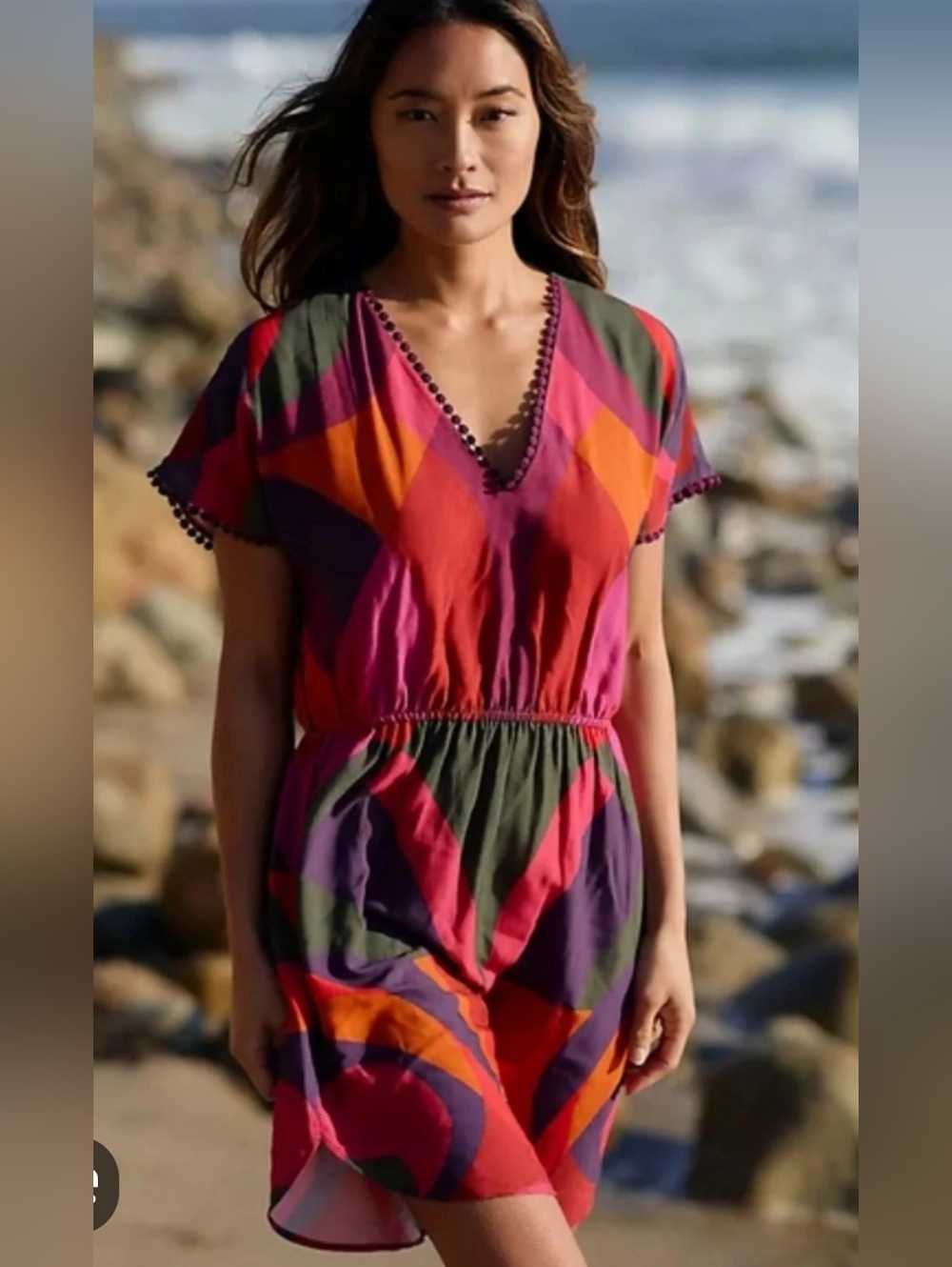 Farm Rio For Anthropology Multicolor V-Neck Dress M